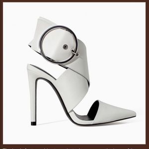 HOT ZARA White Criss Cross Pumps w Silver Buckle